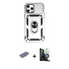 MARSİLYAN™- iPhone 12 Pro Max Kılıf Ahenk Klasik - Şeffaf Temperli Cam Ekran Koruyucu + Renkli Kamera Lens Koruma Cam - MI