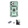 MARSİLYAN™- iPhone 12 Pro Max Kılıf Ahenk Klasik - Şeffaf Temperli Cam Ekran Koruyucu + Renkli Kamera Lens Koruma Cam - MI