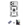 MARSİLYAN™- iPhone 12 Pro Max Kılıf Ahenk Klasik - Şeffaf Temperli Cam Ekran Koruyucu + Metal Kamera Lens Koruma Cam - GD