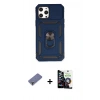MARSİLYAN™- iPhone 12 Pro Max Kılıf Ahenk Klasik - Şeffaf Temperli Cam Ekran Koruyucu + Metal Kamera Lens Koruma Cam - GD
