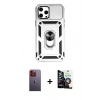 MARSİLYAN™- iPhone 12 Pro Max Kılıf Ahenk Klasik - Şeffaf Temperli Cam Ekran Koruyucu + Neon Fosforlu Kamera Lens - TU
