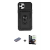 MARSİLYAN™- iPhone 12 Pro Max Kılıf Ahenk Klasik - Şeffaf Temperli Cam Ekran Koruyucu + Renkli Kamera Lens Koruma Cam - PE