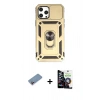 MARSİLYAN™- iPhone 12 Pro Max Kılıf Ahenk Klasik - Şeffaf Temperli Cam Ekran Koruyucu + Shine Kamera Lens Koruma Cam - PE