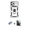 MARSİLYAN™- iPhone 12 Pro Max Kılıf Ahenk Klasik - Şeffaf Temperli Cam Ekran Koruyucu + Shine Kamera Lens Koruma Cam - PE