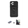 MARSİLYAN™- iPhone 12 Pro Max Kılıf Ahenk Klasik - Şeffaf Temperli Cam Ekran Koruyucu + Renkli Kamera Lens Koruma Cam - TU