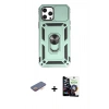 MARSİLYAN™- iPhone 12 Pro Max Kılıf Ahenk Klasik - Şeffaf Temperli Cam Ekran Koruyucu + Renkli Kamera Lens Koruma Cam - TU