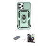 MARSİLYAN™- iPhone 12 Pro Max Kılıf Ahenk Klasik - Şeffaf Temperli Cam Ekran Koruyucu + Renkli Kamera Lens Koruma Cam - SI