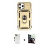 MARSİLYAN™- iPhone 12 Pro Max Kılıf Ahenk Klasik - Şeffaf Temperli Cam Ekran Koruyucu + Shine Kamera Lens - GD