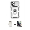 MARSİLYAN™- iPhone 12 Pro Max Kılıf Ahenk Klasik - Şeffaf Temperli Cam Ekran Koruyucu + Shine Kamera Lens - GD