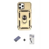 MARSİLYAN™- iPhone 12 Pro Max Kılıf Ahenk Klasik - Şeffaf Uv Polymer Nano Ekran Koruyucu + Metal Kamera Lens Koruma Cam - GD