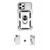MARSİLYAN™- iPhone 12 Pro Max Kılıf Ahenk Klasik - Şeffaf Uv Polymer Nano Ekran Koruyucu + Shine Kamera Lens - LT