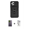 MARSİLYAN™- iPhone 12 Pro Max Kılıf Ahenk Klasik - Şeffaf Uv Polymer Nano Ekran Koruyucu + Neon Fosforlu Kamera Lens - YL