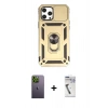 MARSİLYAN™- iPhone 12 Pro Max Kılıf Ahenk Klasik - Şeffaf Uv Polymer Nano Ekran Koruyucu + Neon Fosforlu Kamera Lens - YL