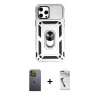 MARSİLYAN™- iPhone 12 Pro Max Kılıf Ahenk Klasik - Şeffaf Uv Polymer Nano Ekran Koruyucu + Neon Fosforlu Kamera Lens - YL