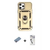 MARSİLYAN™- iPhone 12 Pro Max Kılıf Ahenk Klasik - Şeffaf Uv Polymer Nano Ekran Koruyucu + Shine Kamera Lens Koruma Cam - PE
