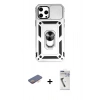 MARSİLYAN™- iPhone 12 Pro Max Kılıf Ahenk Klasik - Şeffaf Uv Polymer Nano Ekran Koruyucu + Renkli Kamera Lens Koruma Cam - TU