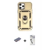 MARSİLYAN™- iPhone 12 Pro Max Kılıf Ahenk Klasik - Şeffaf Uv Polymer Nano Ekran Koruyucu + Renkli Kamera Lens Koruma Cam - TU