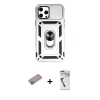 MARSİLYAN™- iPhone 12 Pro Max Kılıf Ahenk Klasik - Şeffaf Uv Polymer Nano Ekran Koruyucu + Shine Kamera Lens Koruma Cam - SABE