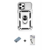 MARSİLYAN™- iPhone 12 Pro Max Kılıf Ahenk Klasik - Şeffaf Uv Polymer Nano Ekran Koruyucu + Shine Kamera Lens Koruma Cam - GI
