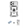 MARSİLYAN™- iPhone 12 Pro Max Kılıf Ahenk Klasik - Şeffaf Uv Polymer Nano Ekran Koruyucu + Shine Kamera Lens Koruma Cam - MI