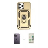 MARSİLYAN™- iPhone 12 Pro Max Kılıf Ahenk Klasik - Siyah 20D Premium Cam Ekran Koruyucu + Neon Fosforlu Kamera Lens - BZ