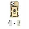 MARSİLYAN™- iPhone 12 Pro Max Kılıf Ahenk Klasik - Siyah 20D Premium Cam Ekran Koruyucu + Shine Kamera Lens - GD