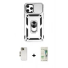 MARSİLYAN™- iPhone 12 Pro Max Kılıf Ahenk Klasik - Siyah 20D Premium Cam Ekran Koruyucu + Shine Kamera Lens - GD