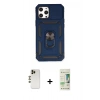 MARSİLYAN™- iPhone 12 Pro Max Kılıf Ahenk Klasik - Siyah 20D Premium Cam Ekran Koruyucu + Shine Kamera Lens - GD