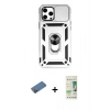 MARSİLYAN™- iPhone 12 Pro Max Kılıf Ahenk Klasik - Siyah 20D Premium Cam Ekran Koruyucu + Shine Kamera Lens Koruma Cam - GD