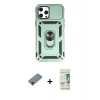MARSİLYAN™- iPhone 12 Pro Max Kılıf Ahenk Klasik - Siyah 20D Premium Cam Ekran Koruyucu + Kırmızı Metal Kamera Lens Koruma Cam
