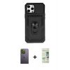 MARSİLYAN™- iPhone 12 Pro Max Kılıf Ahenk Klasik - Siyah 20D Premium Cam Ekran Koruyucu + Neon Fosforlu Kamera Lens - YL