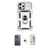 MARSİLYAN™- iPhone 12 Pro Max Kılıf Ahenk Klasik - Siyah 20D Premium Cam Ekran Koruyucu + Neon Fosforlu Kamera Lens - YL