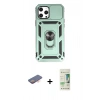MARSİLYAN™- iPhone 12 Pro Max Kılıf Ahenk Klasik - Siyah 20D Premium Cam Ekran Koruyucu + Renkli Kamera Lens Koruma Cam - TU