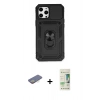 MARSİLYAN™- iPhone 12 Pro Max Kılıf Ahenk Klasik - Siyah 20D Premium Cam Ekran Koruyucu + Sarı Renkli Kamera Lens Koruma Cam