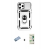 MARSİLYAN™- iPhone 12 Pro Max Kılıf Ahenk Klasik - Siyah 20D Premium Cam Ekran Koruyucu + Shine Kamera Lens Koruma Cam - MI