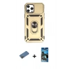 MARSİLYAN™- iPhone 12 Pro Max Kılıf Ahenk Klasik - Siyah 34D Izgaralı Cam + Shine Kamera Lens Koruma Cam - GD