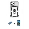 MARSİLYAN™- iPhone 12 Pro Max Kılıf Ahenk Klasik - Siyah 34D Izgaralı Cam + Shine Kamera Lens Koruma Cam - GD