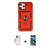 MARSİLYAN™- iPhone 12 Pro Max Kılıf Ahenk Klasik - Siyah 34D Izgaralı Cam + Shine Kamera Lens - LT