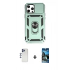 MARSİLYAN™- iPhone 12 Pro Max Kılıf Ahenk Klasik - Siyah 34D Izgaralı Cam + Shine Kamera Lens - LT