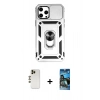 MARSİLYAN™- iPhone 12 Pro Max Kılıf Ahenk Klasik - Siyah 34D Izgaralı Cam + Shine Kamera Lens - GD