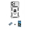 MARSİLYAN™- iPhone 12 Pro Max Kılıf Ahenk Klasik - Siyah 34D Izgaralı Cam + Shine Kamera Lens Koruma Cam - GI