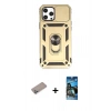 MARSİLYAN™- iPhone 12 Pro Max Kılıf Ahenk Klasik - Siyah 34D Izgaralı Cam + Shine Kamera Lens Koruma Cam - SABE