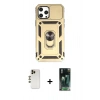 MARSİLYAN™- iPhone 12 Pro Max Kılıf Ahenk Klasik - Siyah 360 Mat Full Body Arka Koruyucu + Shine Kamera Lens - GD