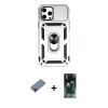 MARSİLYAN™- iPhone 12 Pro Max Kılıf Ahenk Klasik - Siyah 360 Mat Full Body Arka Koruyucu + Metal Kamera Lens Koruma Cam - KI
