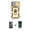 MARSİLYAN™- iPhone 12 Pro Max Kılıf Ahenk Klasik - Siyah 360 Mat Full Body Arka Koruyucu + Neon Fosforlu Kamera Lens - MI