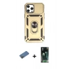 MARSİLYAN™- iPhone 12 Pro Max Kılıf Ahenk Klasik - Siyah 360 Mat Full Body Arka Koruyucu + Shine Kamera Lens Koruma Cam - GD