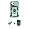 MARSİLYAN™- iPhone 12 Pro Max Kılıf Ahenk Klasik - Siyah 360 Mat Full Body Arka Koruyucu + Shine Kamera Lens Koruma Cam - GD