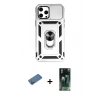 MARSİLYAN™- iPhone 12 Pro Max Kılıf Ahenk Klasik - Siyah 360 Mat Full Body Arka Koruyucu + Shine Kamera Lens Koruma Cam - GD