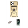 MARSİLYAN™- iPhone 12 Pro Max Kılıf Ahenk Klasik - Siyah 360 Mat Full Body Arka Koruyucu + Shine Kamera Lens Koruma Cam - SABE