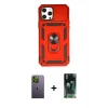 MARSİLYAN™- iPhone 12 Pro Max Kılıf Ahenk Klasik - Siyah 360 Mat Full Body Arka Koruyucu + Neon Fosforlu Kamera Lens - YL